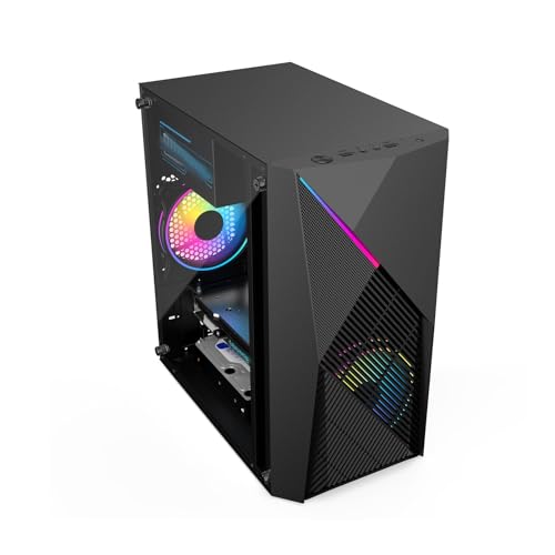 Amazon.co.jp: ミッドタワーケース、黒の透明サイドパネルPCケース